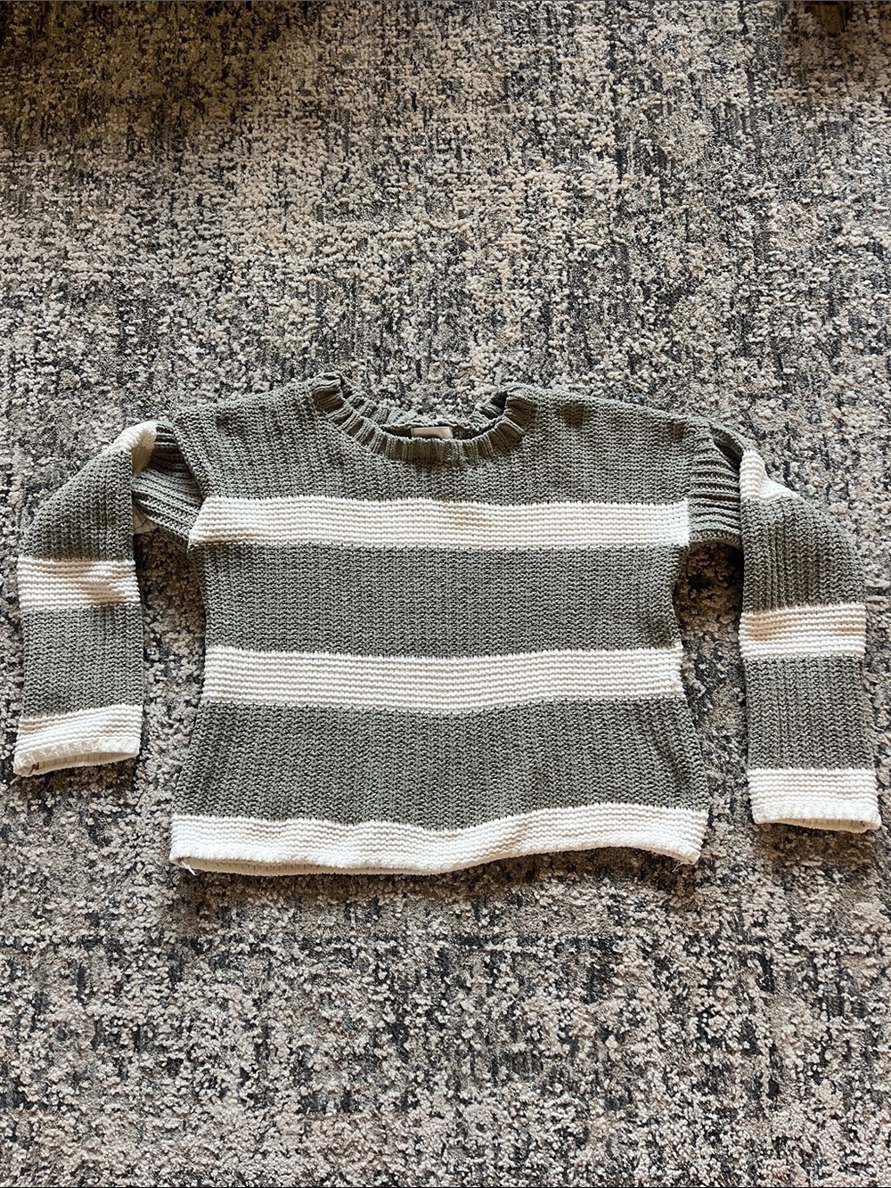 Olive green Striped Sweater